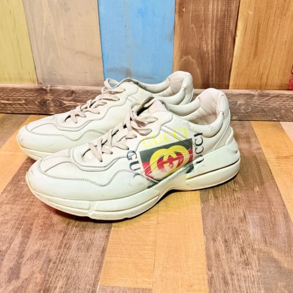 Gucci Rhyton Leather Sneaker “Vintage Logo” – White (Men’s 10) Authenticated